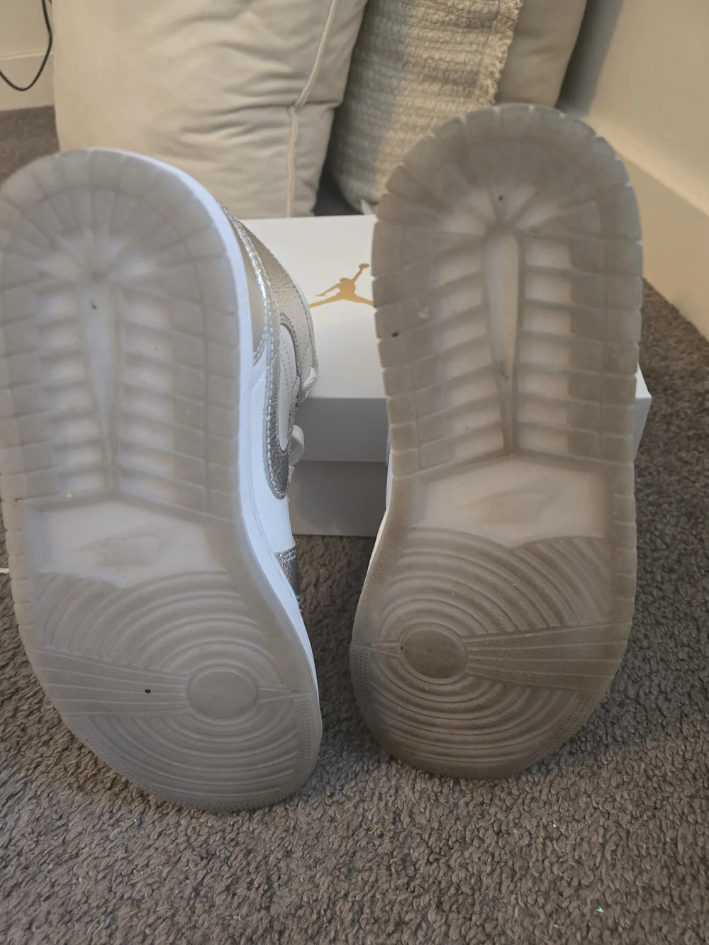 Nike Air Jordan 1 Mid White/Silver Womens Sneakers